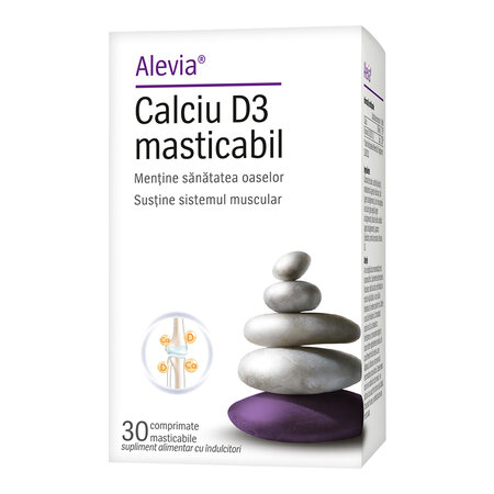 Calciu D3, 30 comprimate masticabile, Alevia 698553