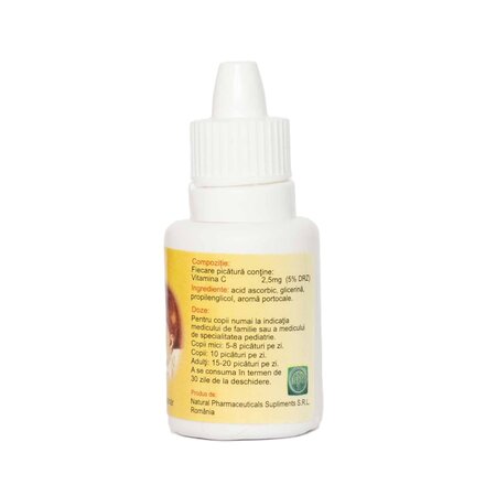 Vitamina C natural picaturi, 15 ml, Natural Pharmaceuticals 704628