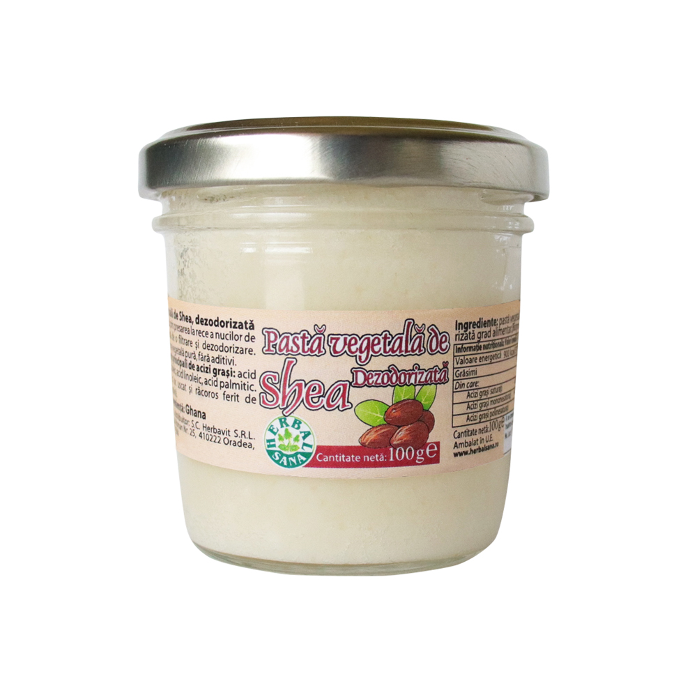 Pasta vegetala de shea dezodorizata Herbalsana, 100 g, Herbavit