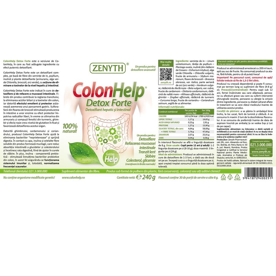 Colon Help Detox Forte, 240 g, Zenyth : Farmacia Tei online