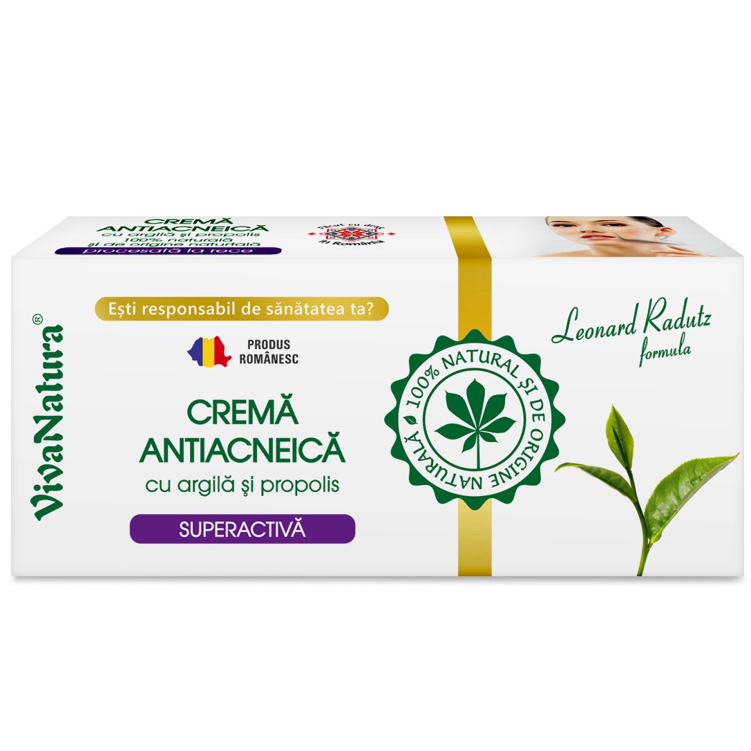 Crema antiacneica cu argila si propolis, 20 ml, Vivanatura