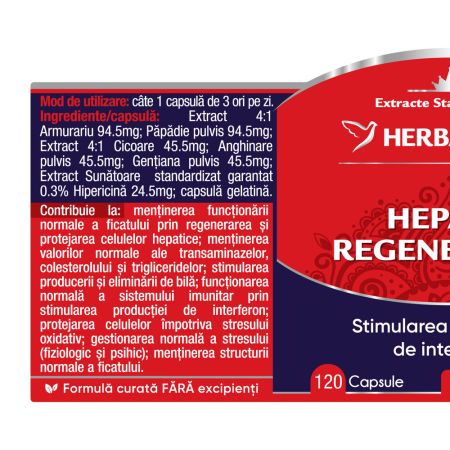 Hepato Regenerator, 120 capsule, Herbagetica 688547