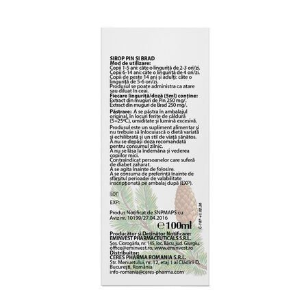 Sirop de muguri de pin si brad, 100 ml, Vitalia 708828