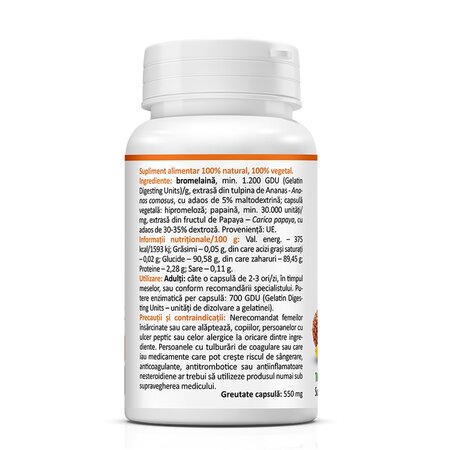 Enzime digestive Bromelain & Papain, 60 capsule, Zenyth 619519