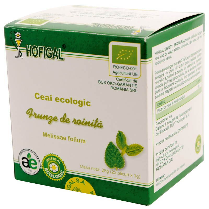 Ceai ecologic frunze de roinita, 25 plicuri, Hofigal