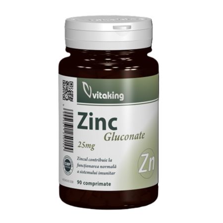 Gluconat de zinc, 25 mg, 90 tablete, Vitaking