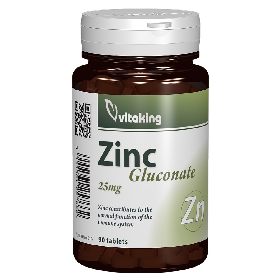 Gluconat de zinc, 25 mg, 90 tablete, Vitaking