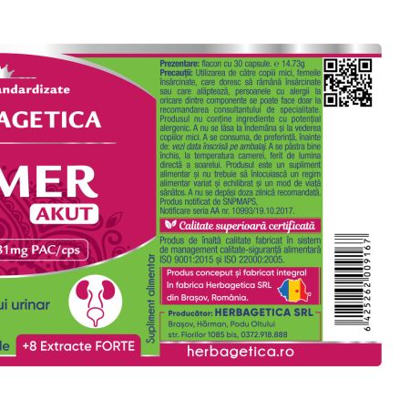 Urimer Akut, 30 capsule, Herbagetica 689030