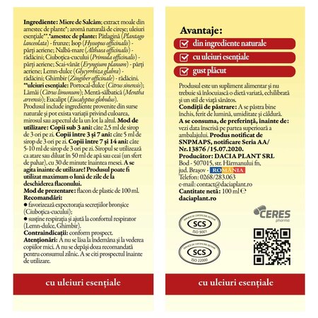 Sirop cu gust de cirese Calmotusin Junior, 100 ml, Dacia Plant 731188