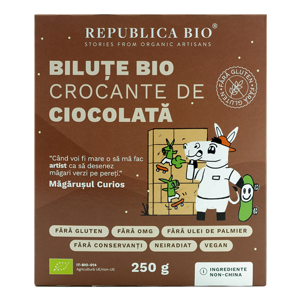 Bilute bio crocante de ciocolata fara gluten, 250 g, Republica BIO