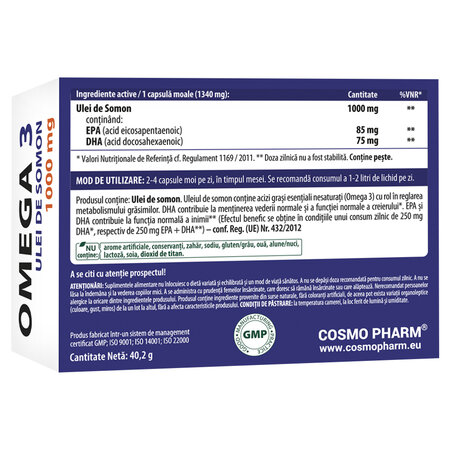 Ulei de somon Omega 3, 30 capsule, Cosmopharm 748309