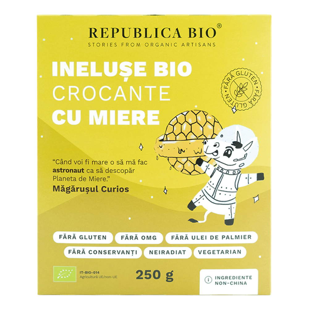 Ineluse Bio crocante cu miere fara gluten, 250 g, Republica BIO