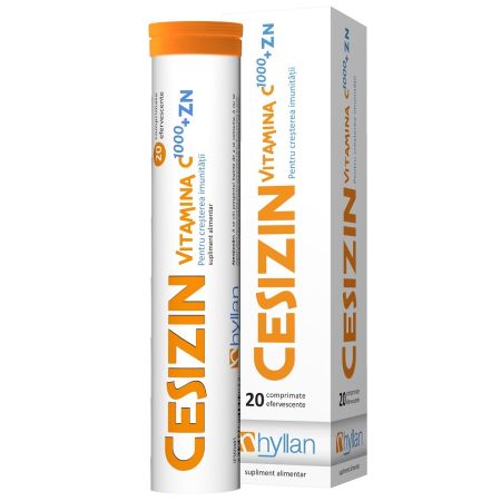 Cesizin Vitamina C 1000 +Zn, 20 comprimate efervescente, Hyllan