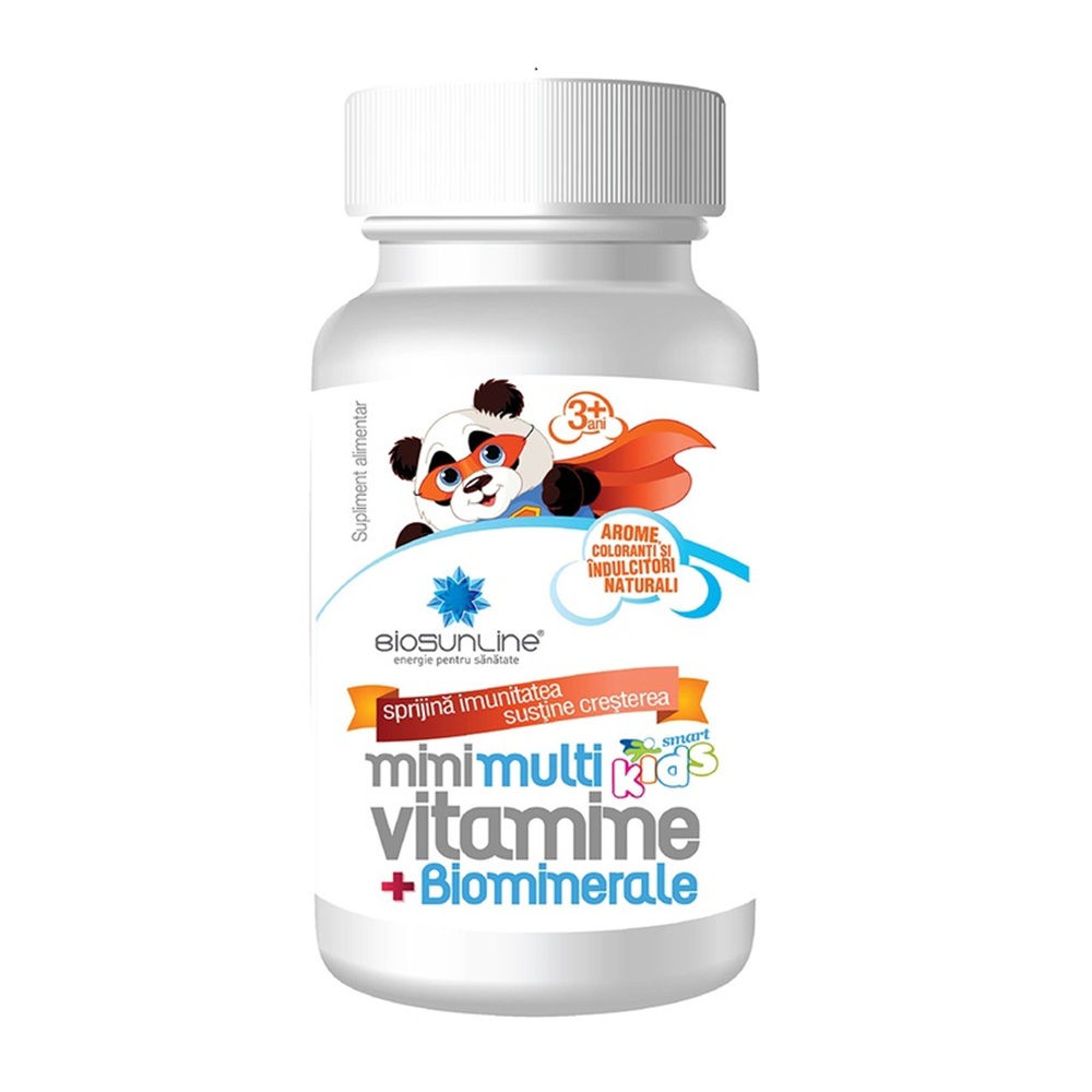 Multivitamine cu biominerale pentru copii, 30 comprimate  masticabile, BioSunLine