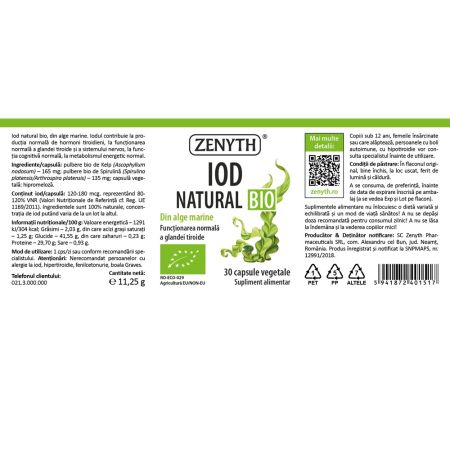 Iod Natural Bio, 30 capsule vegetale, Zenyth 701477