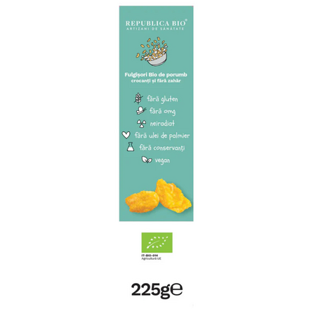 Fulgisori bio de porumb crocanti, 225 g, Republica Bio 734537
