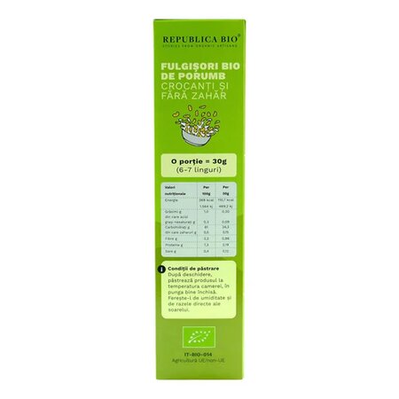 Fulgisori Bio de porumb fara zahar si fara gluten, 225 g, Republica Bio 610180