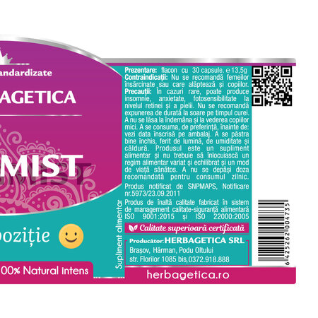 Optimist, 30 capsule, Herbagetica 688781
