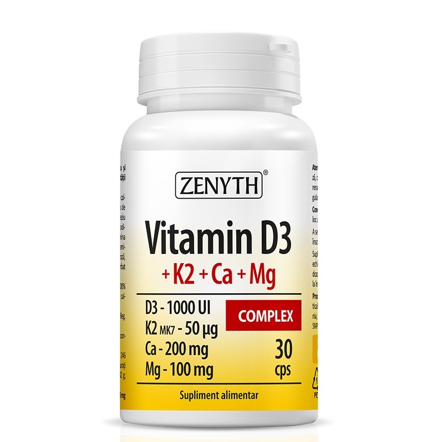 Vitamin D3+K2+Ca+Mg Complex, 30 capsule, Zenyth