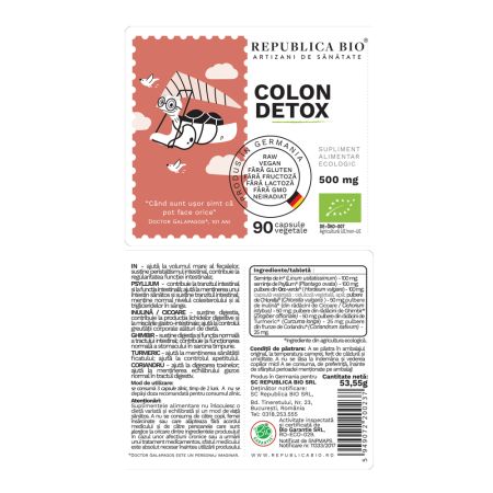 Colon Detox Bio, 500 mg, 90 capsule, Republica Bio 701744