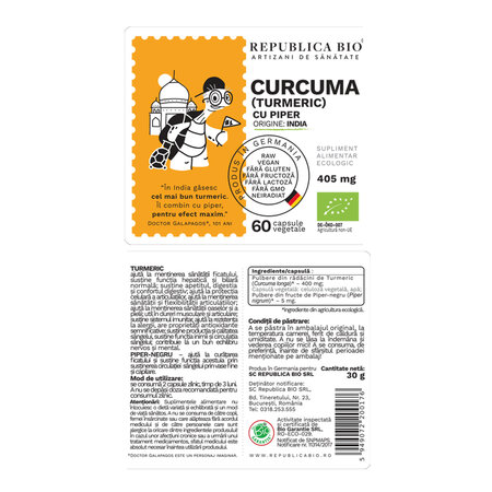 Curcuma eco, 405 mg, 60 capsule, Republica Bio 701718