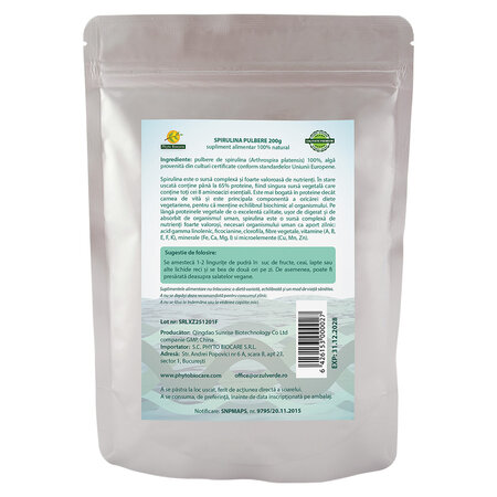 Pulbere de spirulina, 200 g, Phyto Biocare 698981