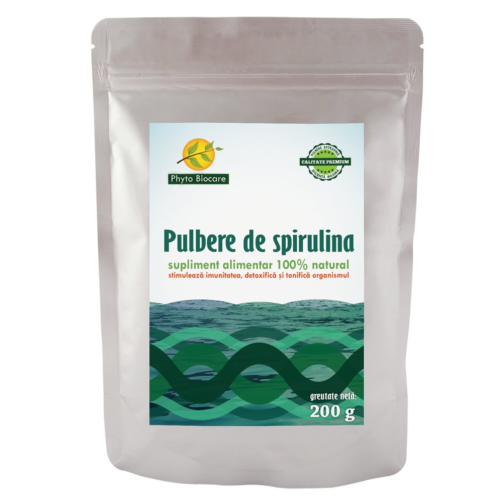 Pulbere de spirulina, 200 g, Phyto Biocare