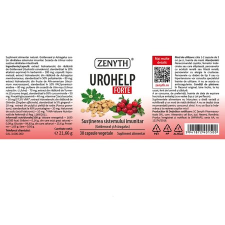 UroHelp Forte, 30 capsule vegetale, Zenyth 702545