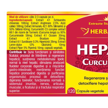 Hepato Curcumin 95, 120 capsule, Herbagetica 688616