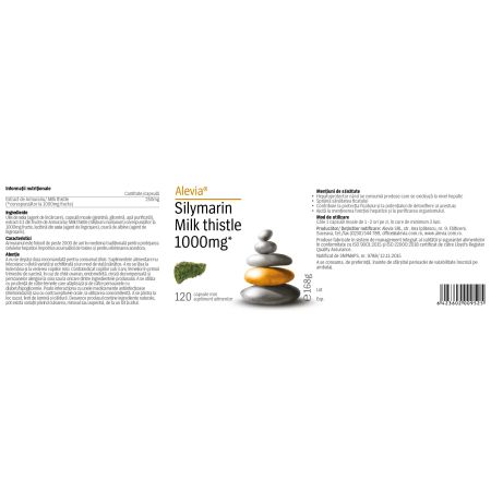 Silymarin Milk thistle 1000mg, 120 comprimate, Alevia 655894
