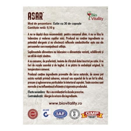 ASAR, 30 capsule, Bio Vitality 703598