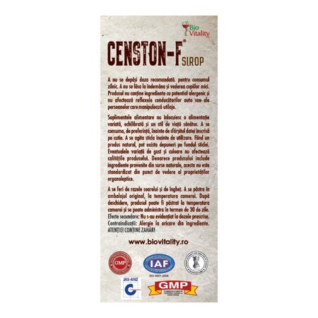 Censton-F Sirop, 200 ml, Bio Vitality 703753