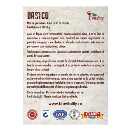 Dastco, 30 capsule, Bio Vitality 703824