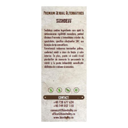 Calm si pace mintii Sushdeyy, 30 capsule, Bio Vitality 704012