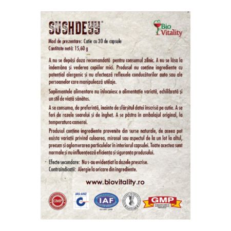 Calm si pace mintii Sushdeyy, 30 capsule, Bio Vitality 704011