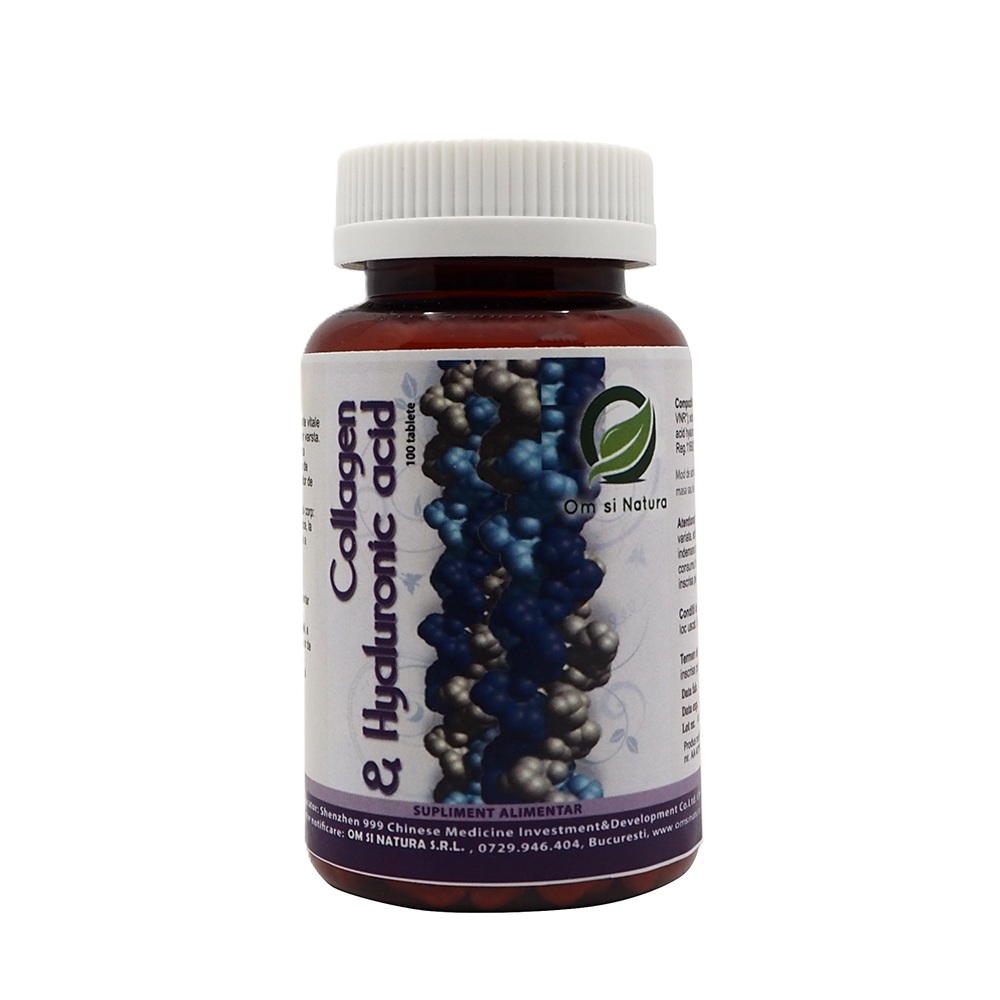 Colagen si acid hialuronic, 100 de tablete, Om si Natura