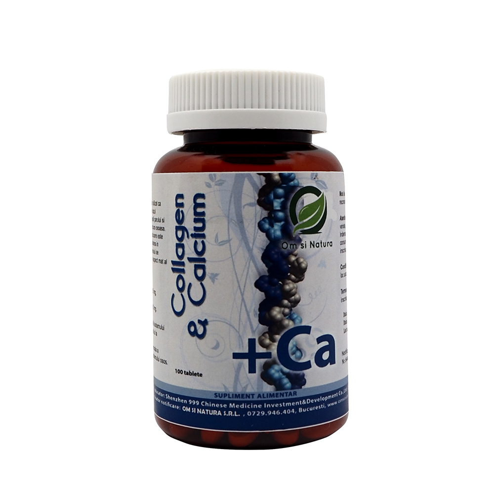 Colagen si calciu, 100 de tablete, Om si Natura