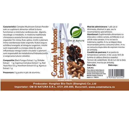 Complex Mushroom Extract Powder, 1 plic, Om si Natura 714451