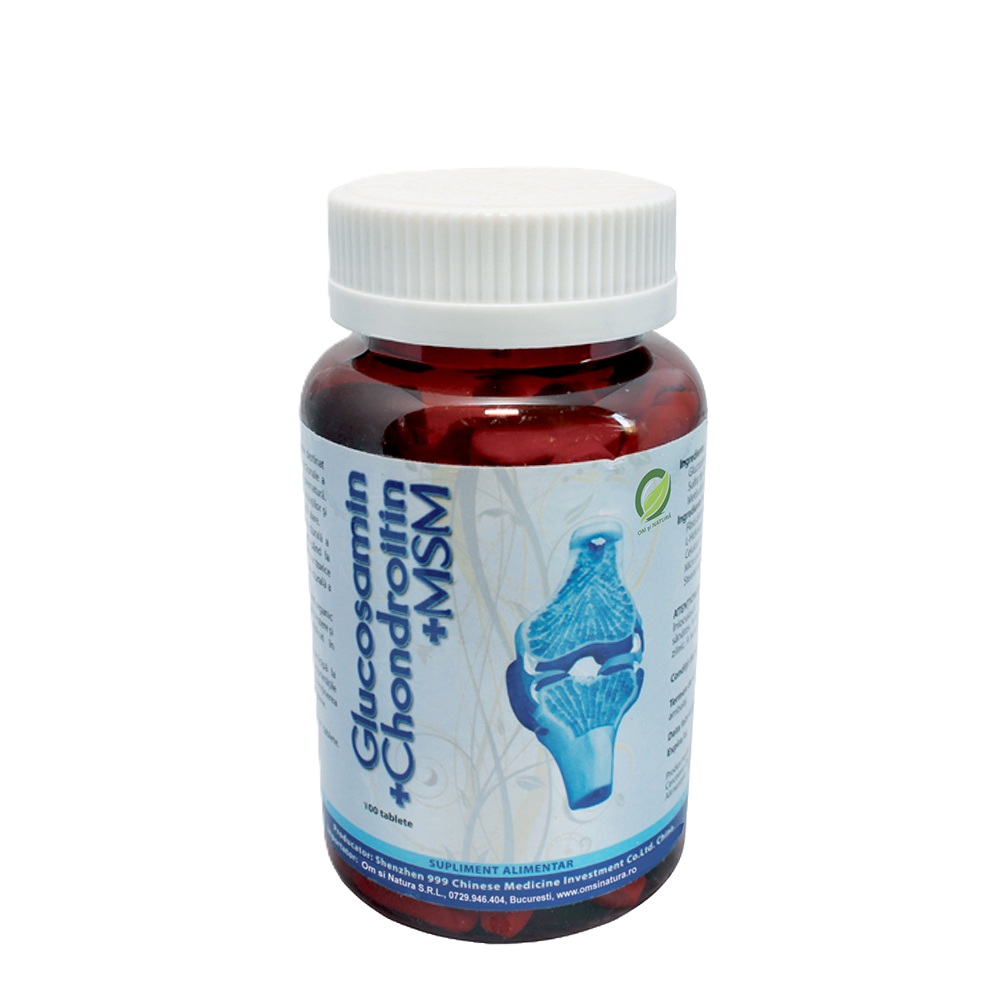 Glucozamina, Condroitina si MSM, 100 de tablete, Om si Natura
