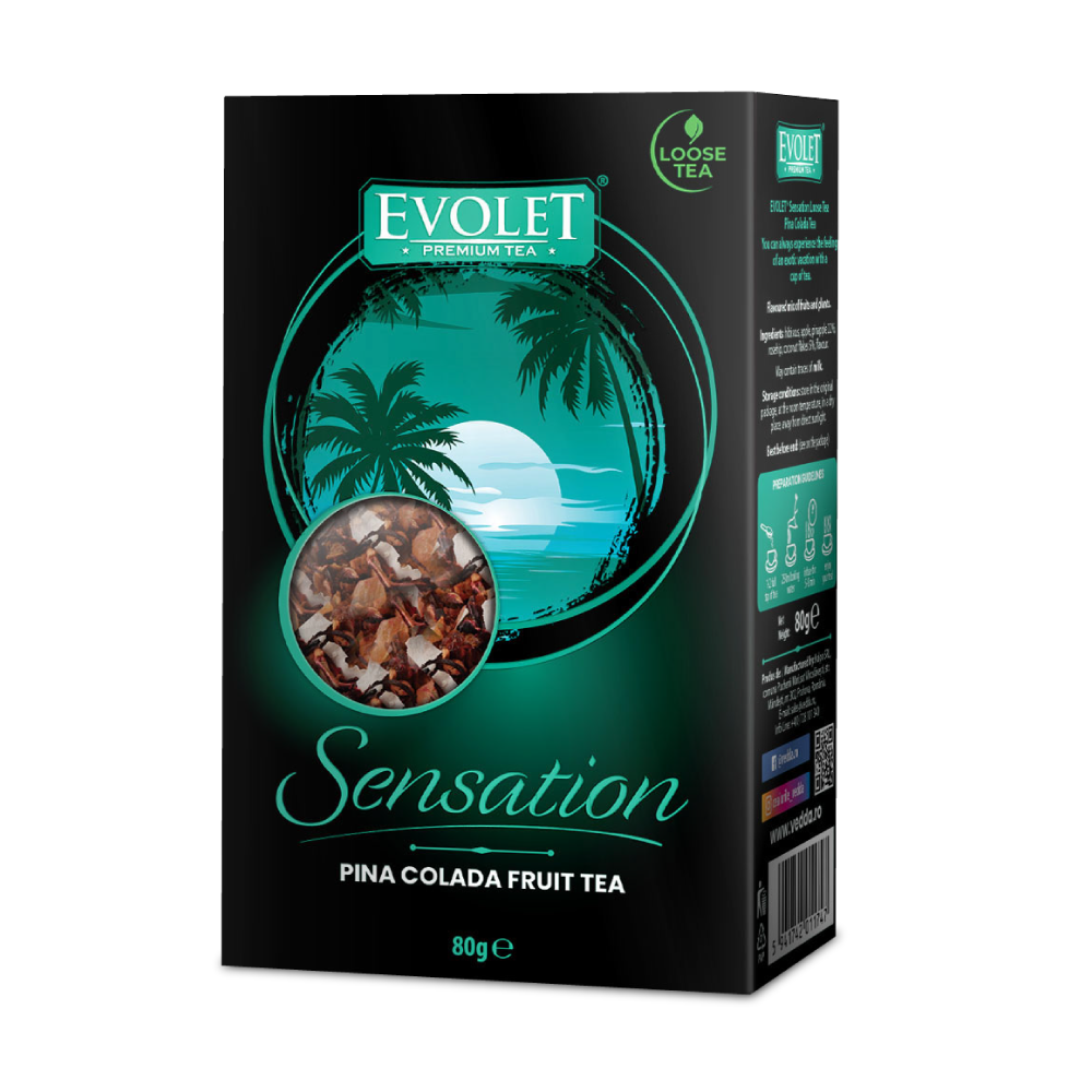 Ceai de fructe exotice Pina Colada Sensation, 80 g, Evolet