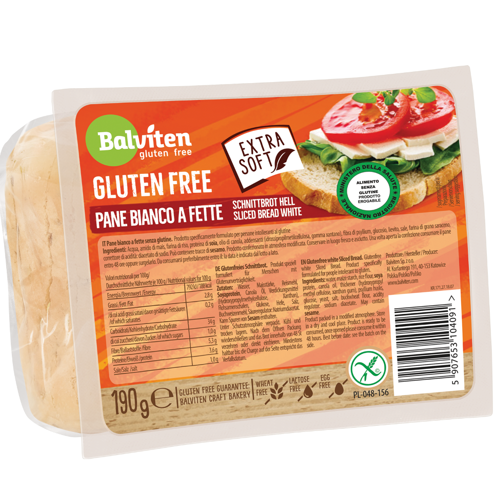 Paine alba feliata fara gluten, 190 g, Balviten