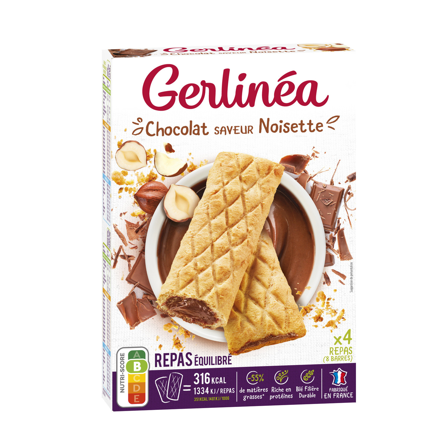 Batoane proteice cu ciocolata si alune, 360 g, Gerlinea