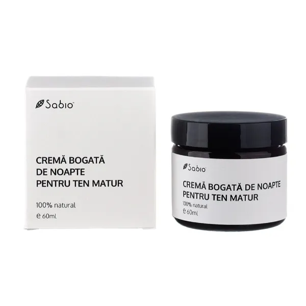 Crema bogata de noapte pentru ten matur, 60 ml, Sabio