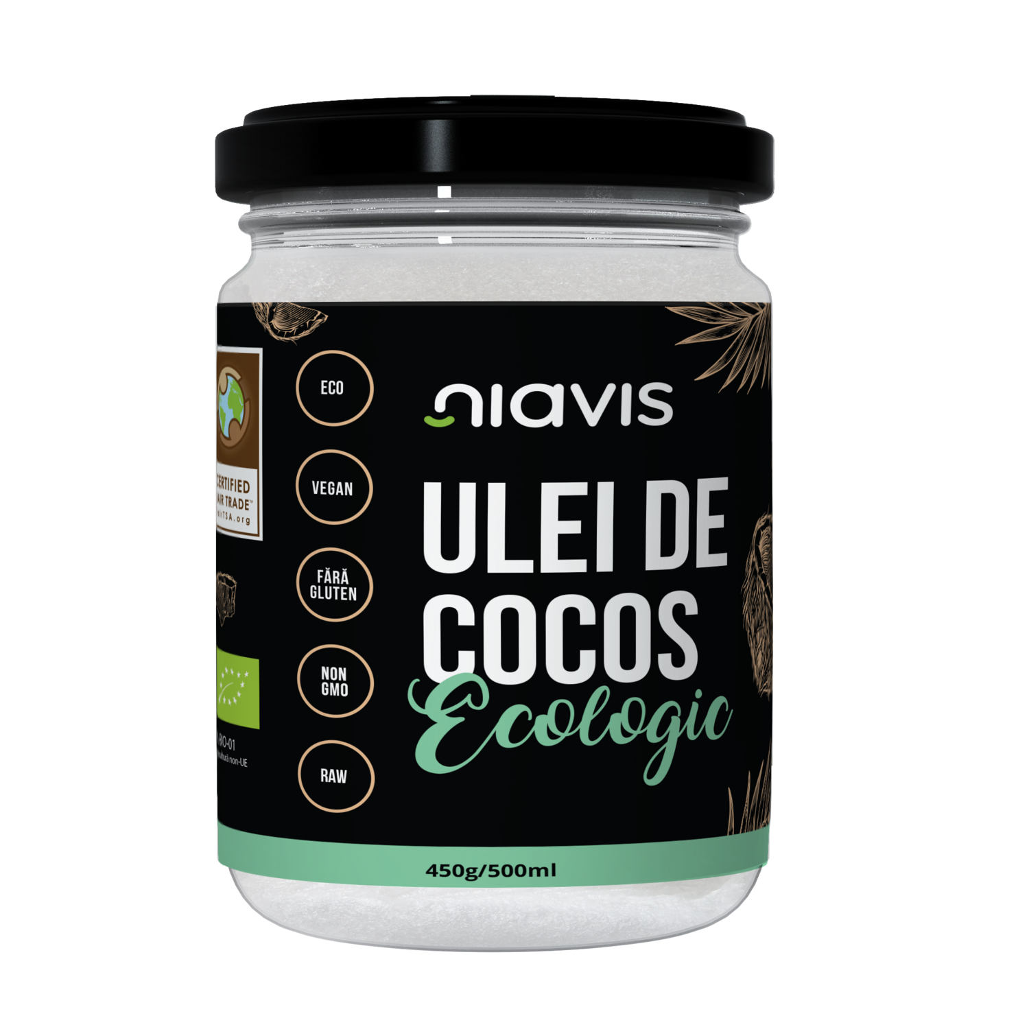 Ulei de cocos Ecologic Extra Virgin, 450 g, Niavis