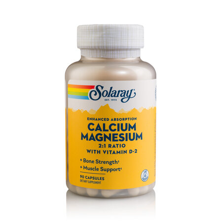 Calciu, Magneziu si Vitamina D Solaray, 90 capsule, Secom
