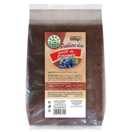 Pulbere din coaja de struguri, 500 g, Herbavit