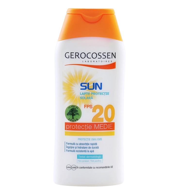 Lapte pentru protectie solara cu SPF 20, Sun, 200 ml, Gerocossen