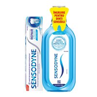 Pachet Pasta de dinti Repair & Protect Cool Mint, 75 ml + Apa de gura Cool Mint, 500 ml, Sensodyne