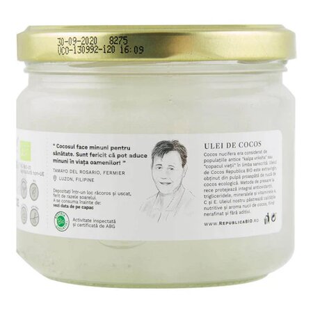 Ulei de Cocos Bio presat la rece, 280 ml, Republica Bio 610126