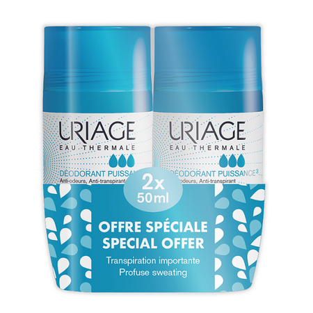Pachet Deodorant roll-on Puissance, 50 ml + 50 ml, Uriage